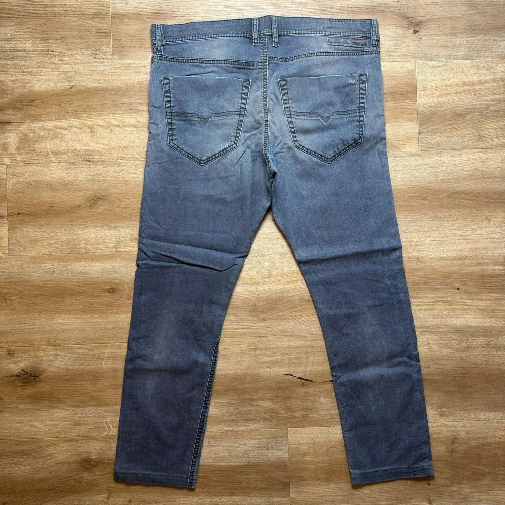 Diesel Tepphar Jeans Men 33x26 Blue Slim Carrot Stretch Dark Wash Distress 0607Y